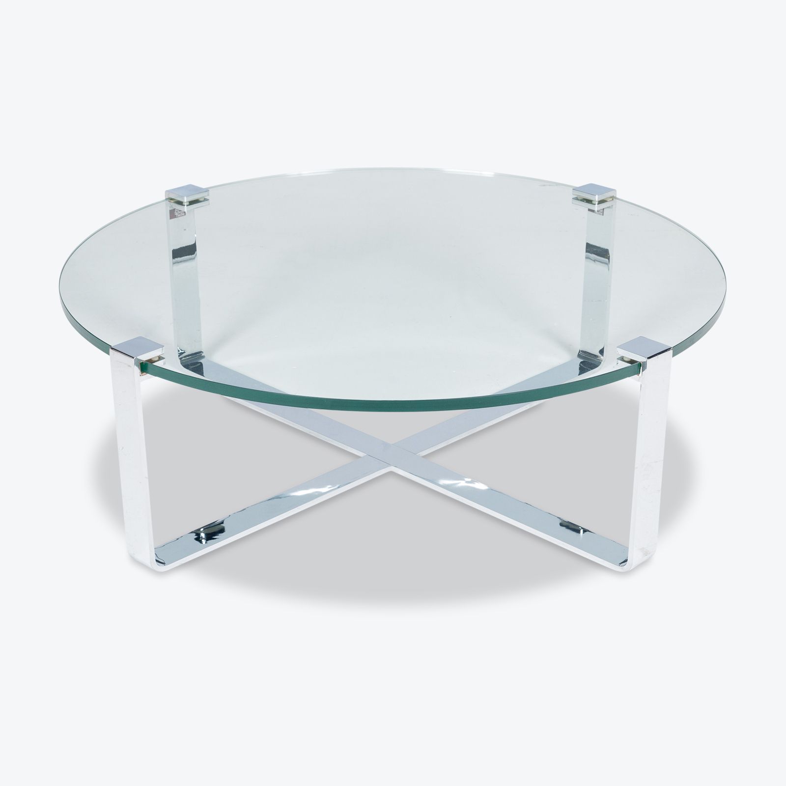 Round Coffee Table In Glass And Polished Chrome With Polished Chrome Round Console Tables (Photo 12 of 20)