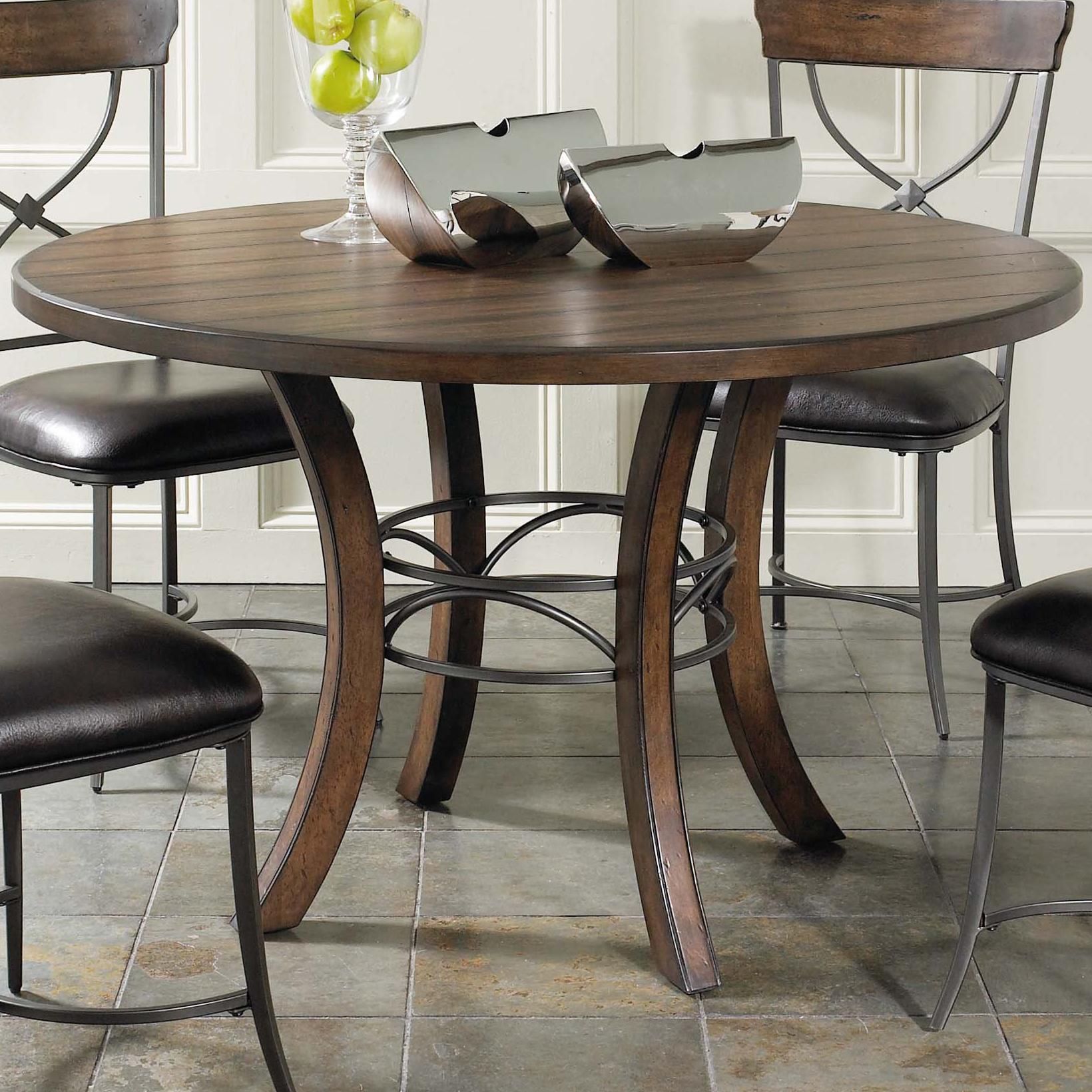 Round Wood Dining Table With Metal Acent Basehillsdale With Metal Legs And Oak Top Round Console Tables (View 10 of 20)