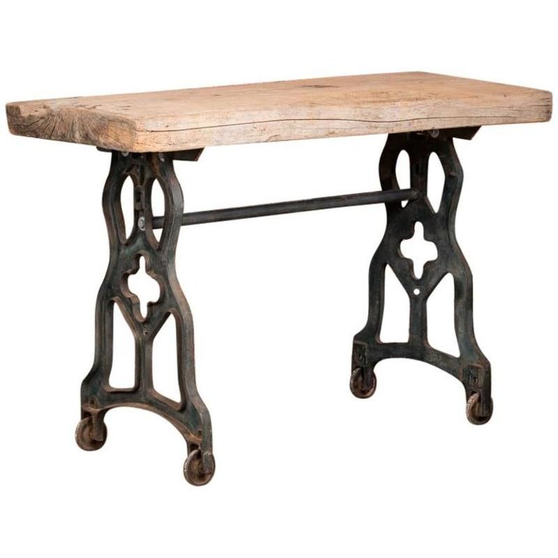 Rustic Antique Console Table With Cast Iron Legs In Antique Silver Aluminum Console Tables (View 15 of 20)