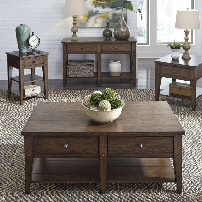 Rustic Brown Wood Console Table Lake House (210 Ot Regarding Pecan Brown Triangular Console Tables (Photo 9 of 20)