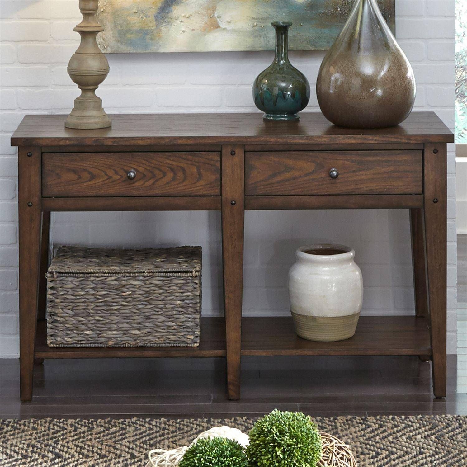 Rustic Brown Wood Console Table Lake House (210 Ot With Wood Console Tables (View 8 of 20)