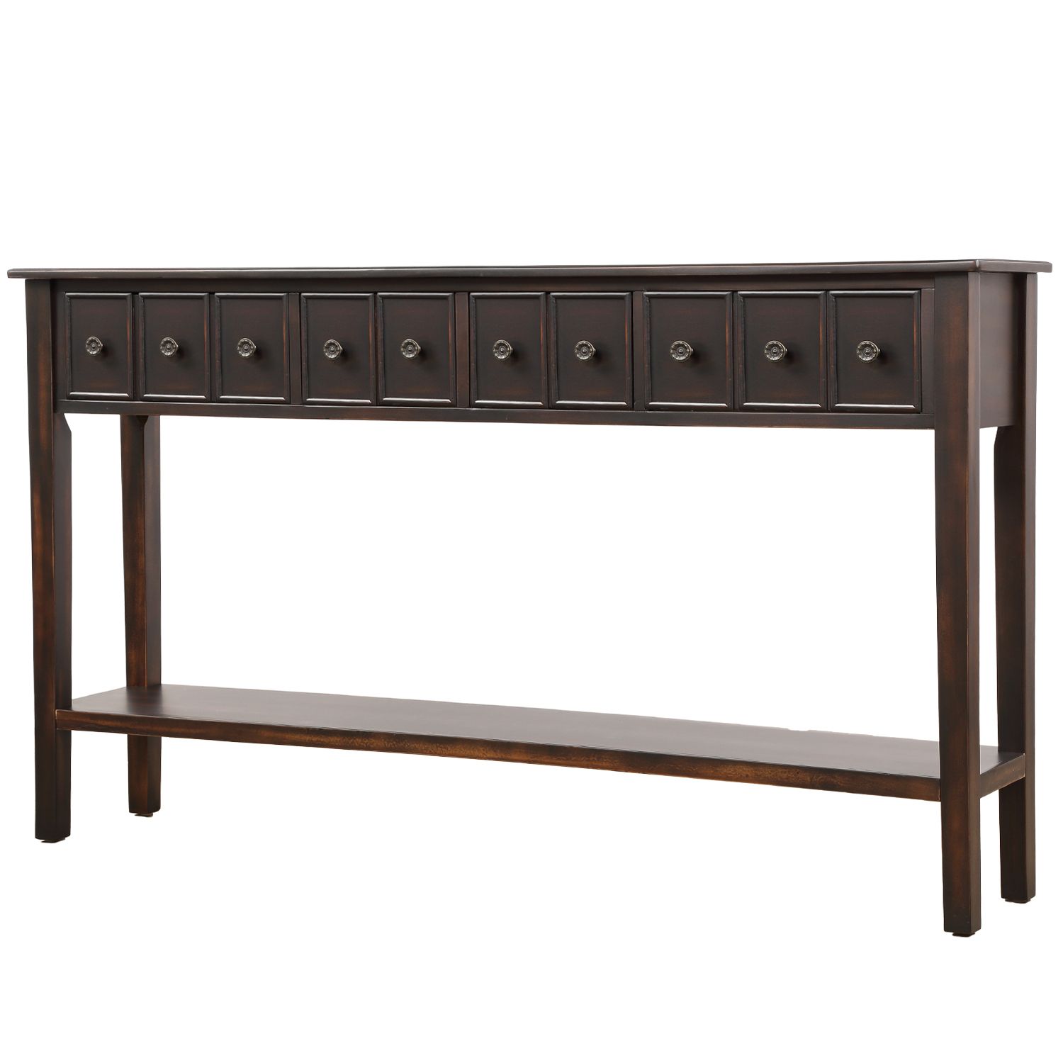 Rustic Entryway Console Table, 60" Long Sofa Table With With Regard To Black Wood Storage Console Tables (Photo 20 of 20)