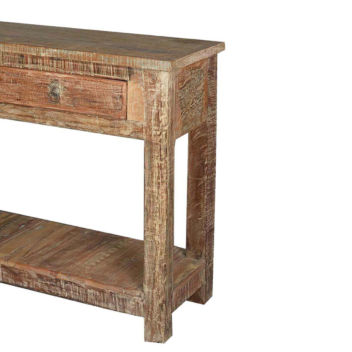 Rustic Reclaimed Wood Naturally Distressed Hall Console Table With Regard To Barnwood Console Tables (View 5 of 20)