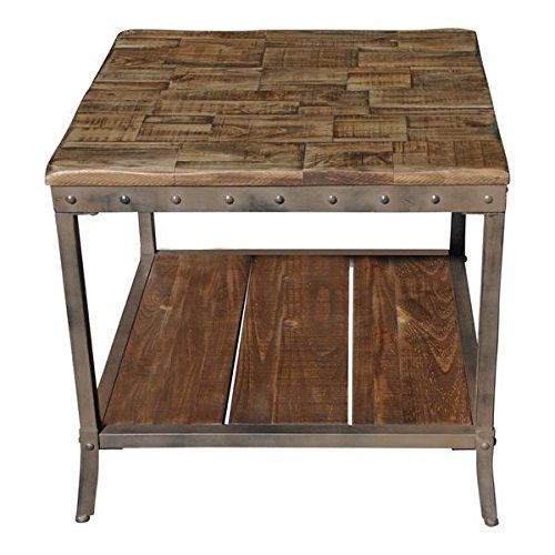 Rustic Vintage Wooden Metal Side End Sofa Table Country Throughout Rustic Espresso Wood Console Tables (View 8 of 20)