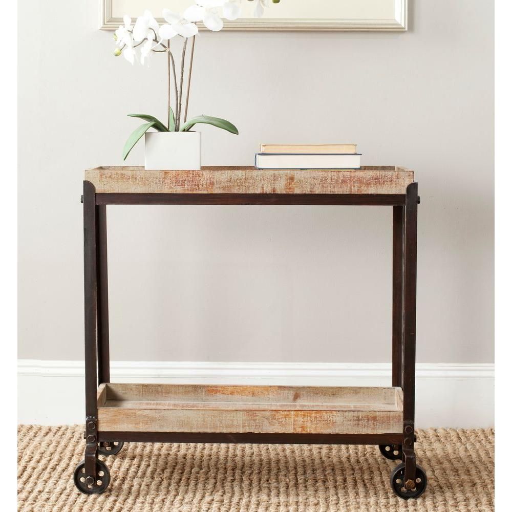 Safavieh Sally Natural And Black Brushed Mobile Console In Natural Seagrass Console Tables (View 3 of 20)