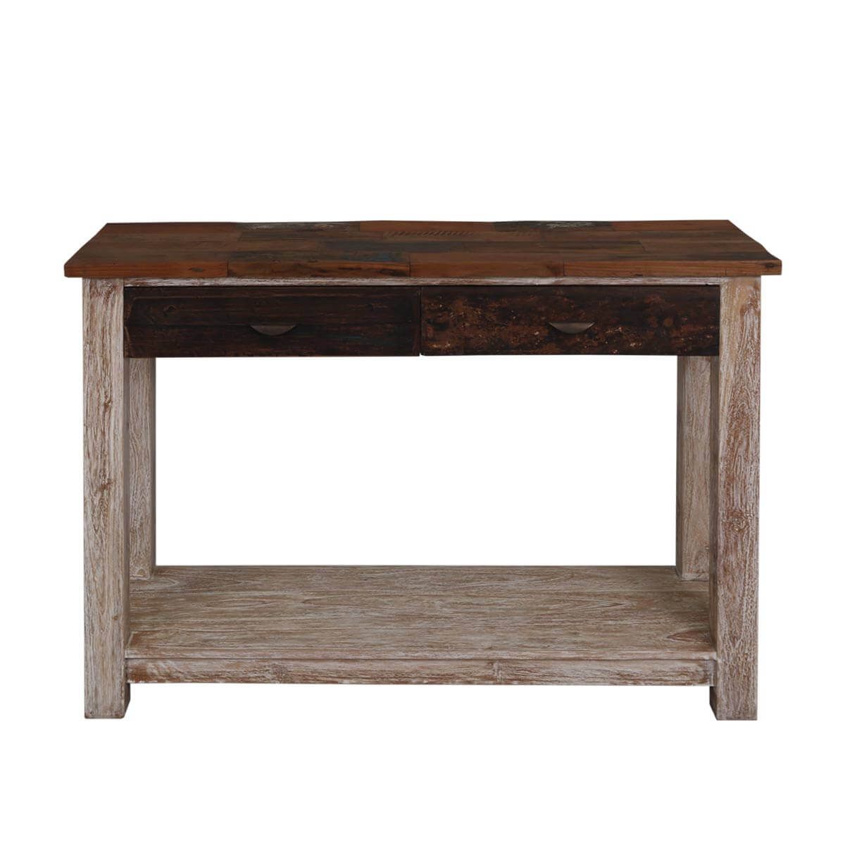 Santino Rugged Reclaimed Wood 2 Drawer Entryway Console Table With Regard To Reclaimed Wood Console Tables (Photo 12 of 20)