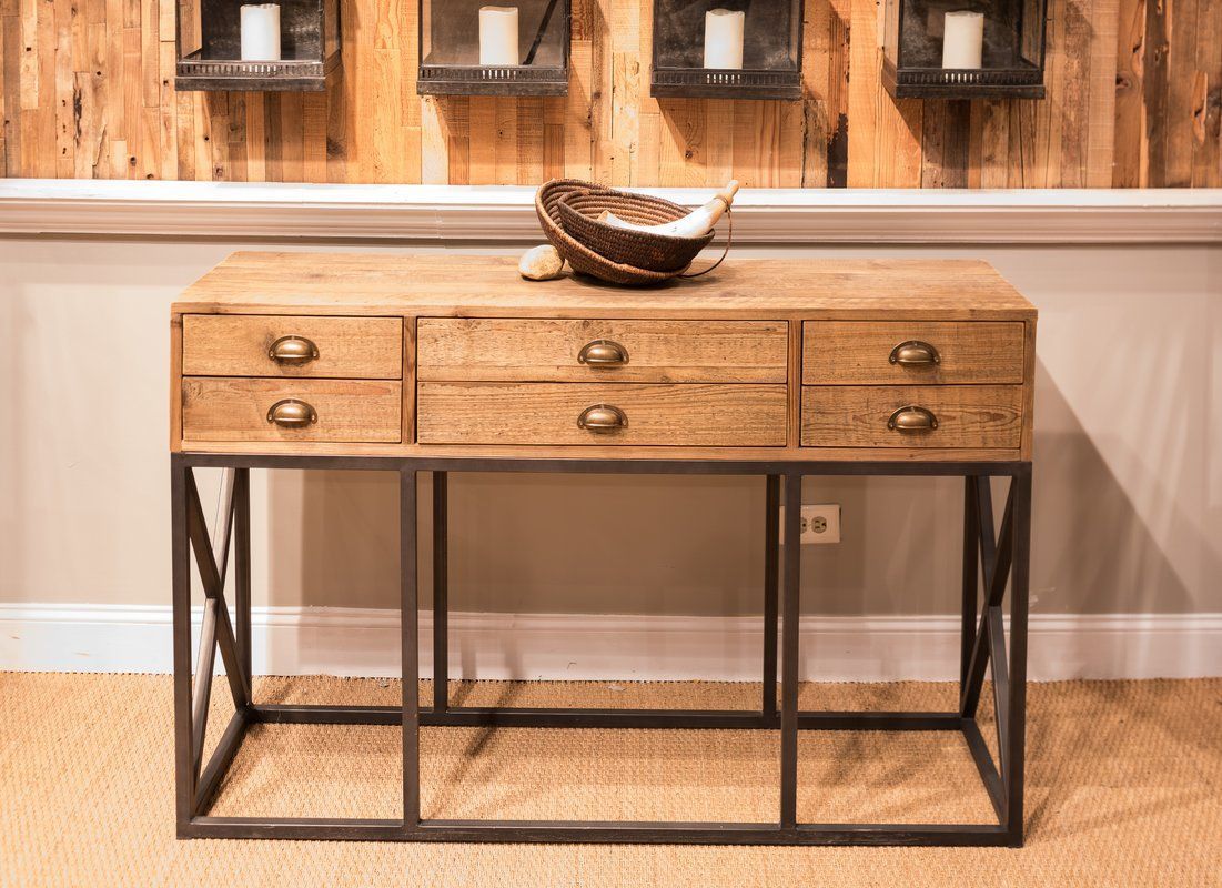 Sarreid Ltd Console Table With 6 Drawers | Perigold Throughout Wood Veneer Console Tables (View 4 of 20)