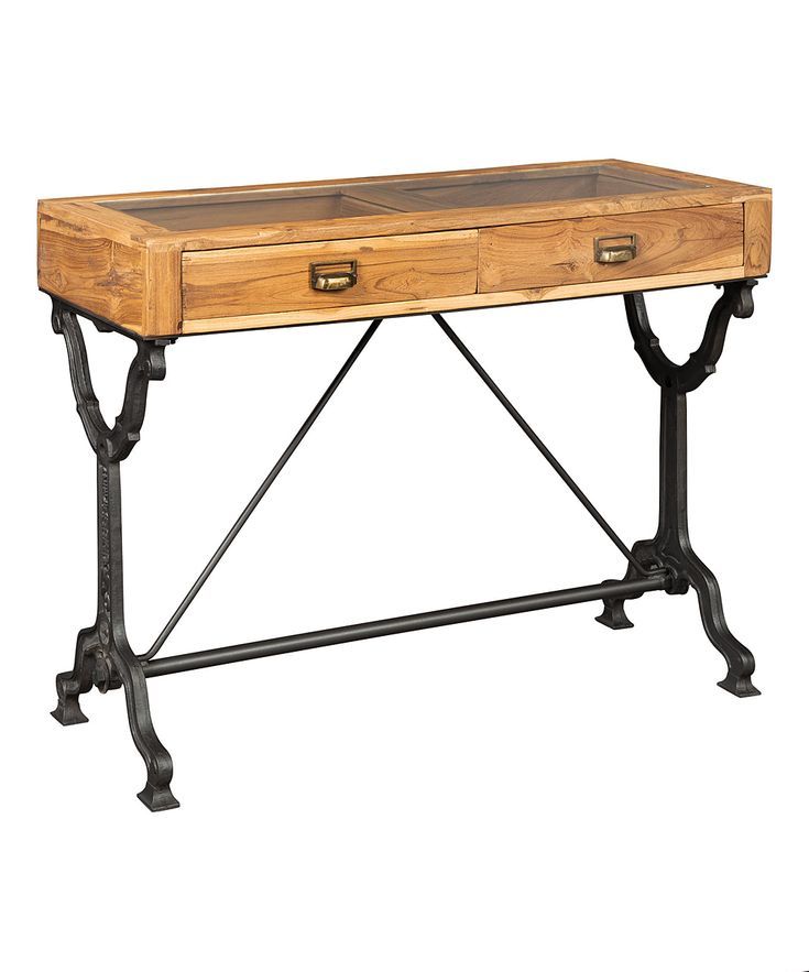 Scott Living Natural & Black Industrial Two Drawer With Regard To Wood Rectangular Console Tables (Photo 2 of 20)
