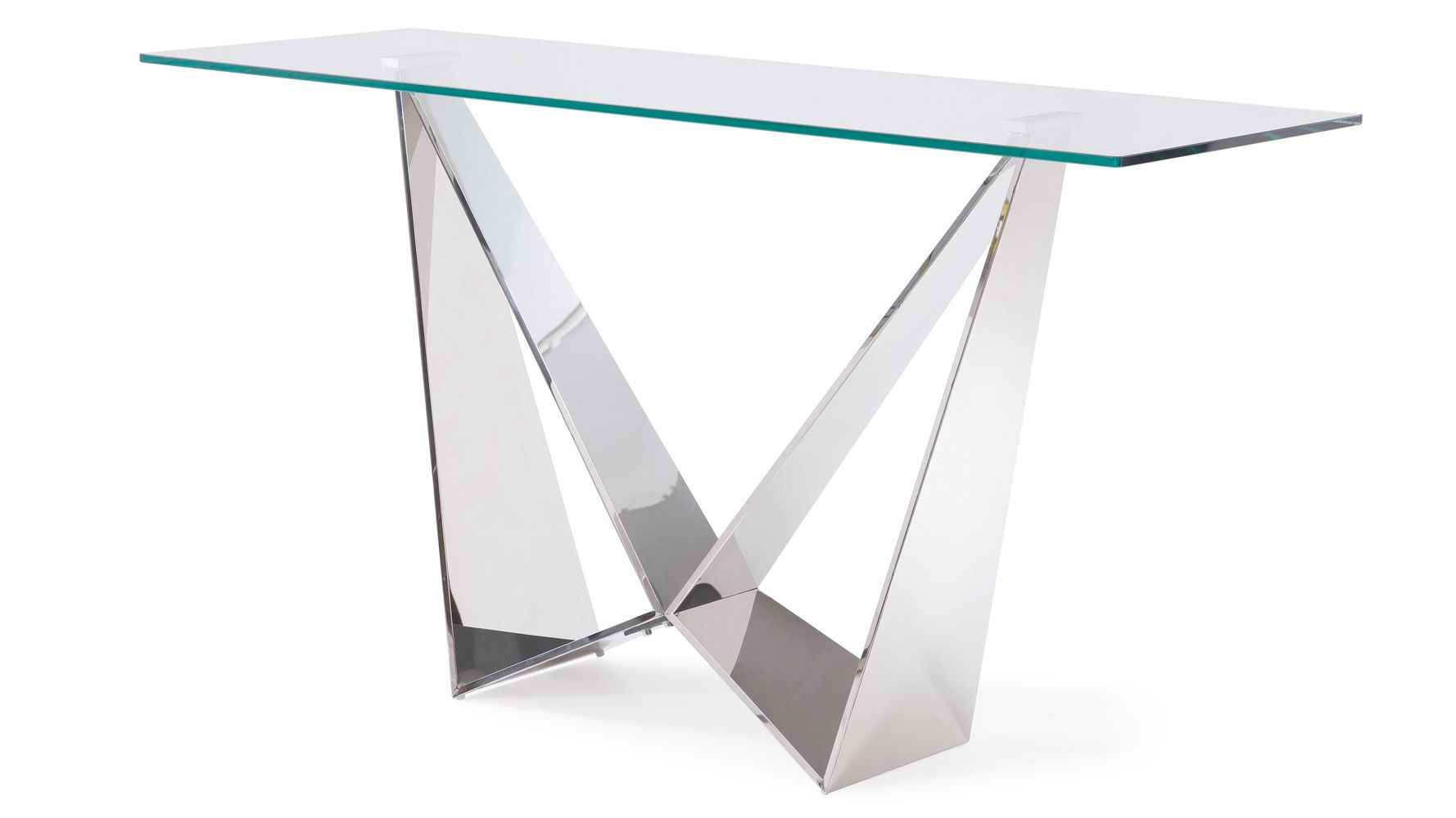 Serra Console Table In Clear Glass With Polished Stainless With Regard To Clear Console Tables (Photo 13 of 20)