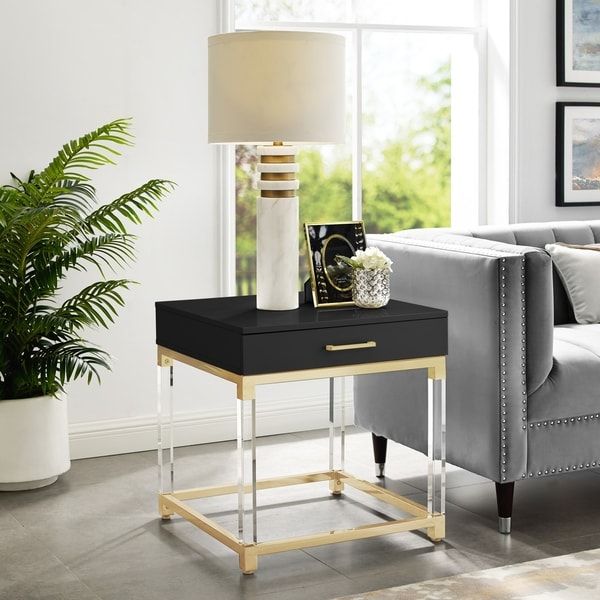 Shop Alvaro High Gloss End Table With Acrylic Legs And Throughout Square High Gloss Console Tables (View 9 of 20)