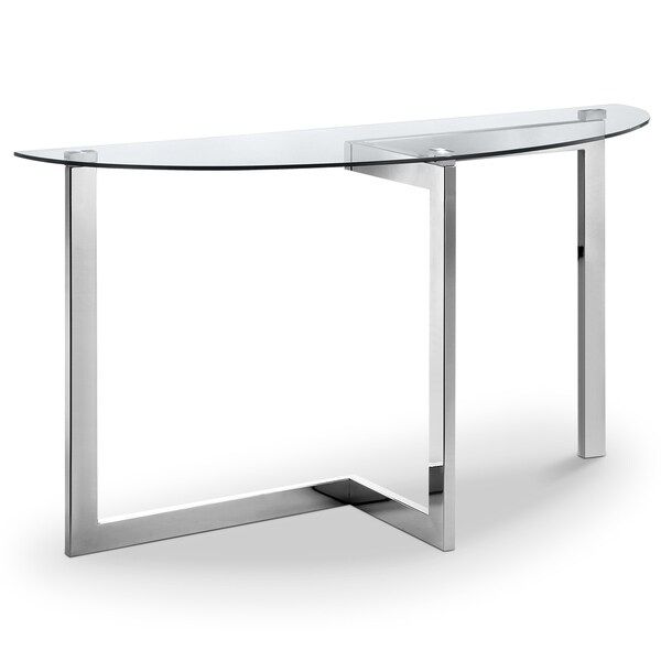 Shop Aries Modern Chrome And Glass Top Demilune Sofa Table For Chrome And Glass Modern Console Tables (View 19 of 20)