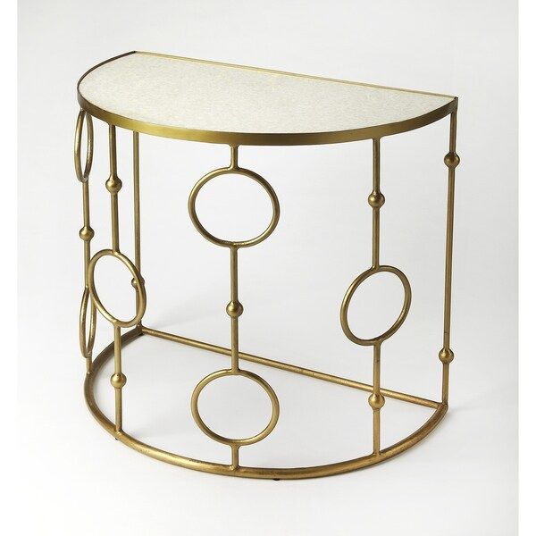 Shop Butler Martina Marble & Metal Demilune Console Table Pertaining To White Marble Gold Metal Console Tables (Photo 17 of 20)