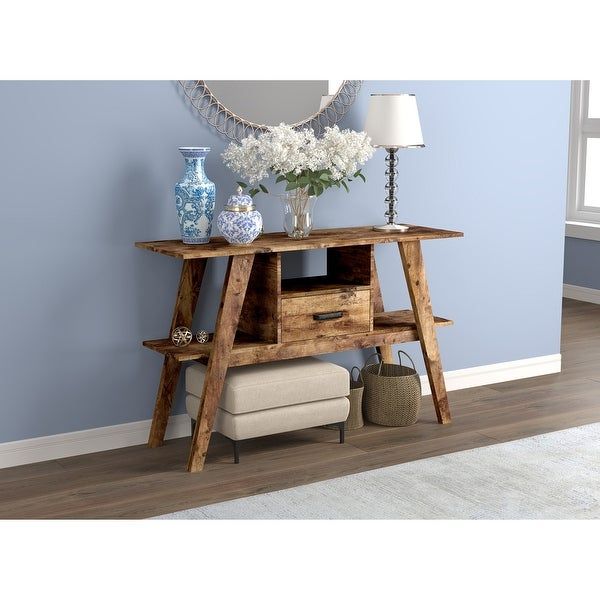 Shop Console Table 47l Brown Reclaimed Wood 1 Drawer 1 Inside Brown Wood Console Tables (View 19 of 20)