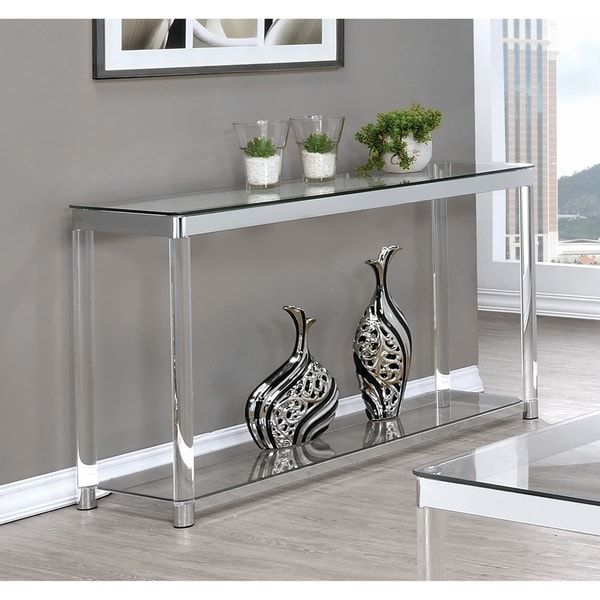 Shop Contemporary Chrome Glass Top And Acrylic Legs Sofa In Chrome And Glass Modern Console Tables (View 20 of 20)