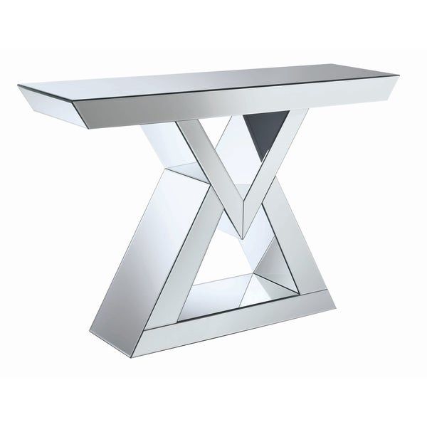 Shop Contemporary Mirrored Triangle Base Console Table Throughout Triangular Console Tables (Photo 7 of 20)