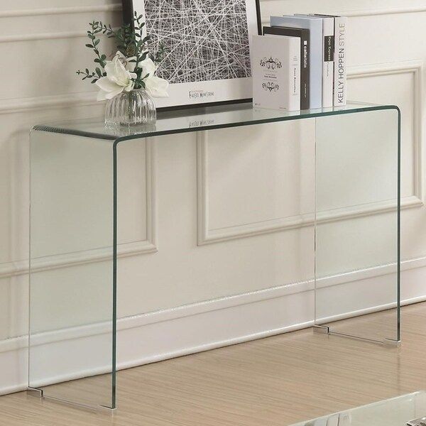 Shop Contemporary Style Minimal Clear Glass Sofa Table Within Clear Glass Top Console Tables (View 19 of 20)