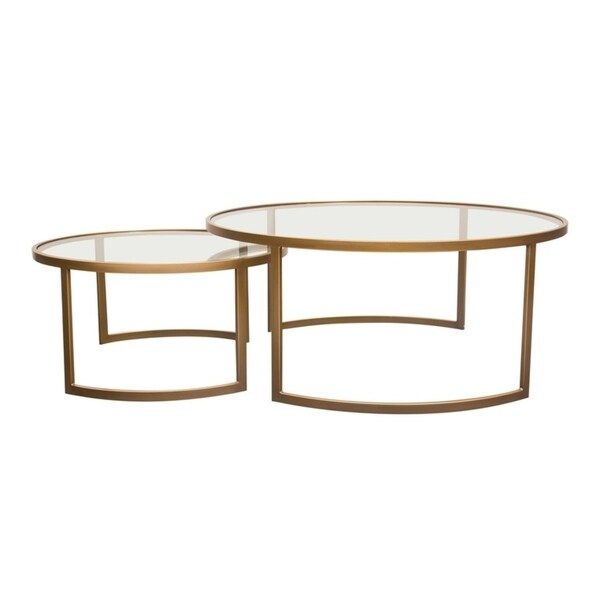 Shop Diamond Sofa Lane Brushed Gold Frame 2 Piece Round With Regard To Antique Gold Nesting Console Tables (View 18 of 20)
