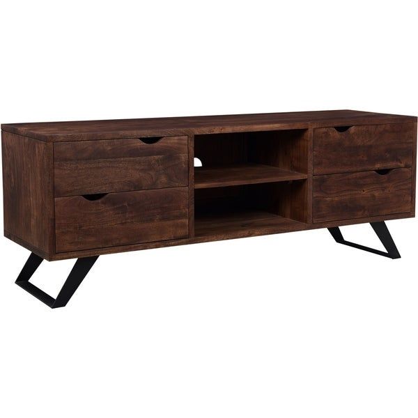 Shop Fork Valley 67" Acacia Wood Low Console Table With 4 In Oak Wood And Metal Legs Console Tables (View 16 of 20)