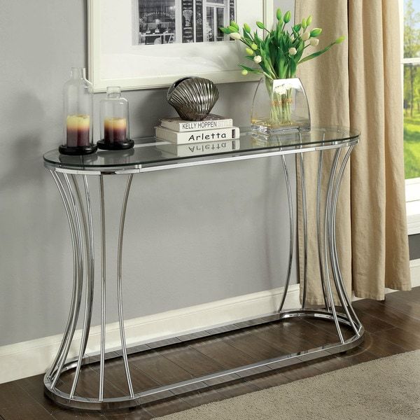 Shop Furniture Of America Laud Contemporary Chrome Metal Inside Chrome Console Tables (View 15 of 20)