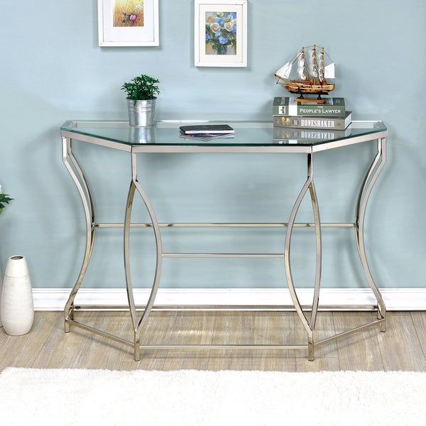 Shop Furniture Of America Martello Contemporary Chrome Throughout Chrome And Glass Modern Console Tables (Photo 12 of 20)