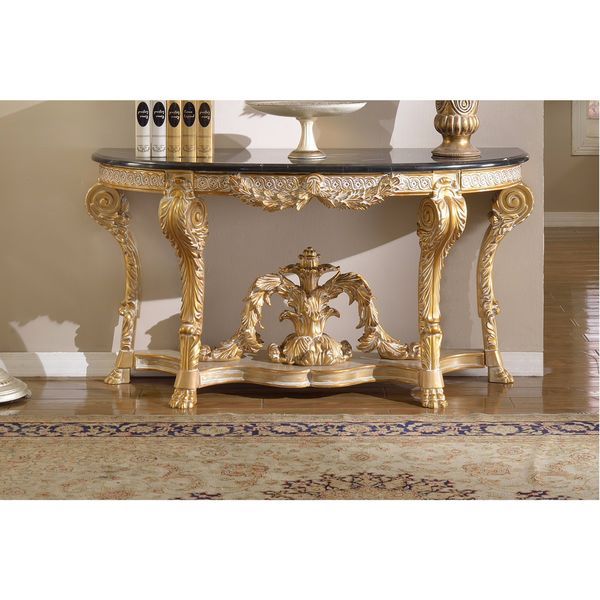 Shop Meridian Furniture Versailles Marble Top Gold Finish Pertaining To White Marble And Gold Console Tables (Photo 16 of 20)