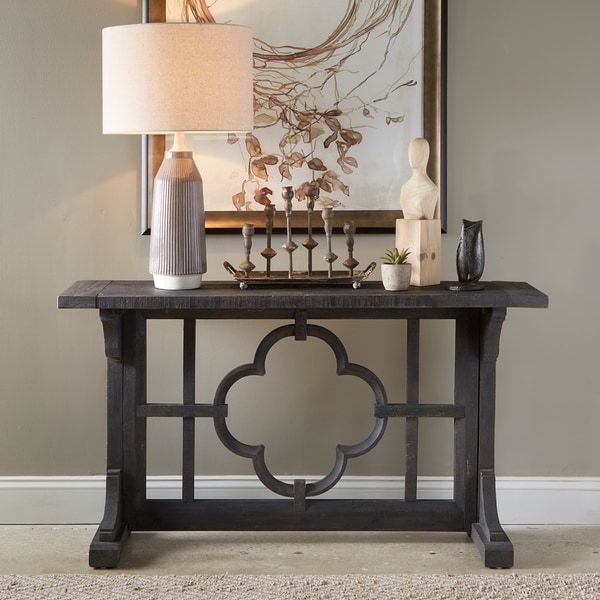 Shop Norwood Farmhouse Rustic Grey Rectangular Entryway In Smoke Gray Wood Square Console Tables (View 7 of 20)