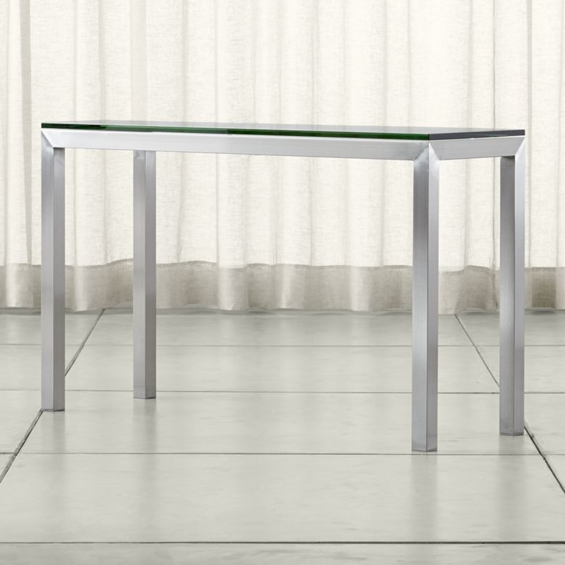 Shop Parsons Stainless Steel Console Table With Clear Inside Glass And Stainless Steel Console Tables (View 6 of 20)