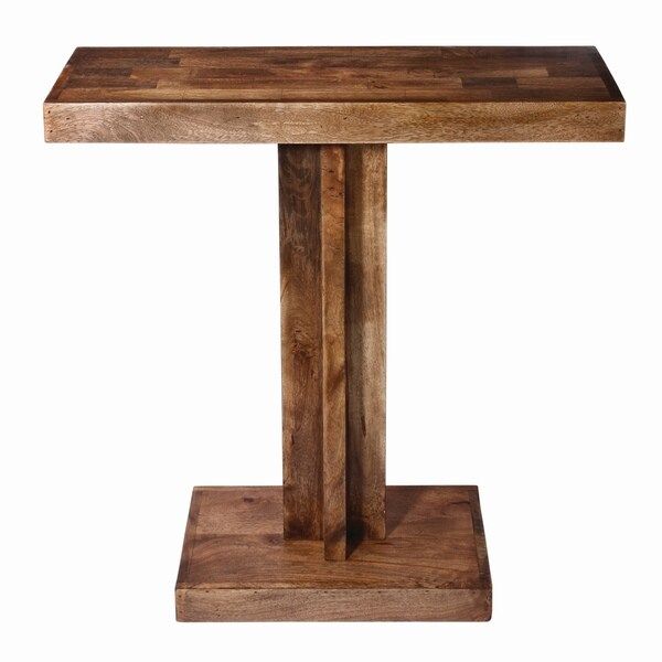 Shop Pedestal Mango Wood Console Table  Walnut Finish Inside Rustic Walnut Wood Console Tables (Photo 7 of 20)