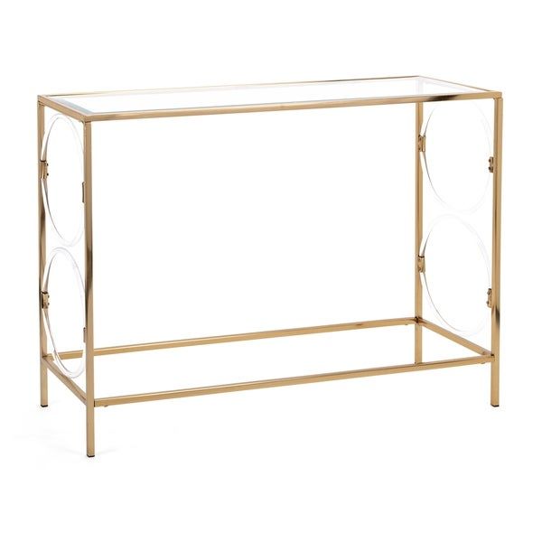 Shop Rouvin Gold And Acrylic Clear Glass Console Table For Silver And Acrylic Console Tables (View 19 of 20)