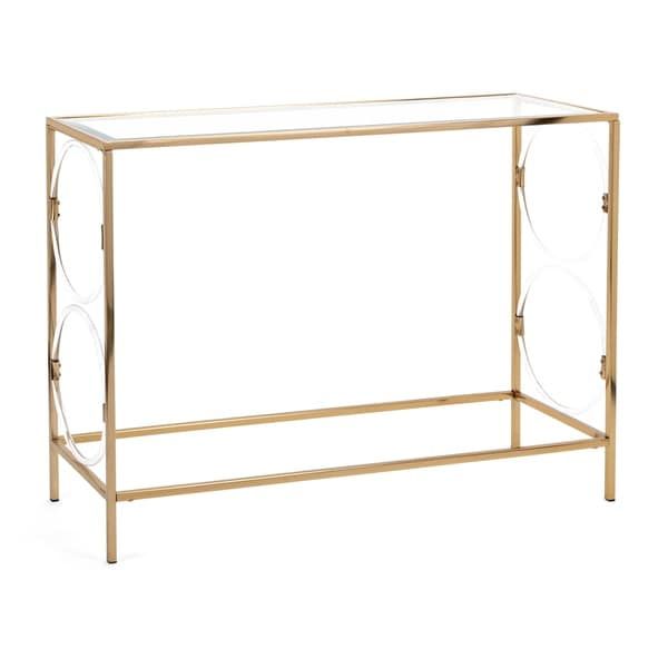 Shop Rouvin Gold And Acrylic Clear Glass Console Table With Regard To Clear Console Tables (View 11 of 20)