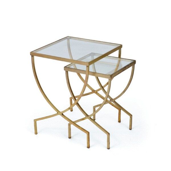 Shop Set Of Two Gold Nesting Tables – Free Shipping Today Inside Antique Gold Nesting Console Tables (View 17 of 20)