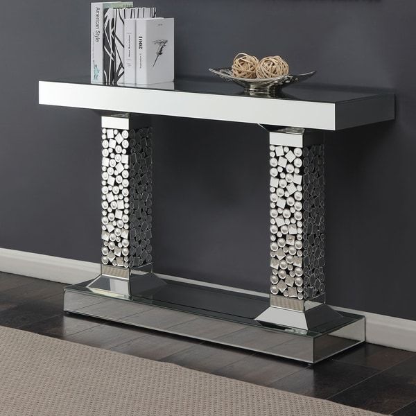 Shop Silver Orchid Bogaert Mirrored Entryway Console Table In Silver Console Tables (View 15 of 20)