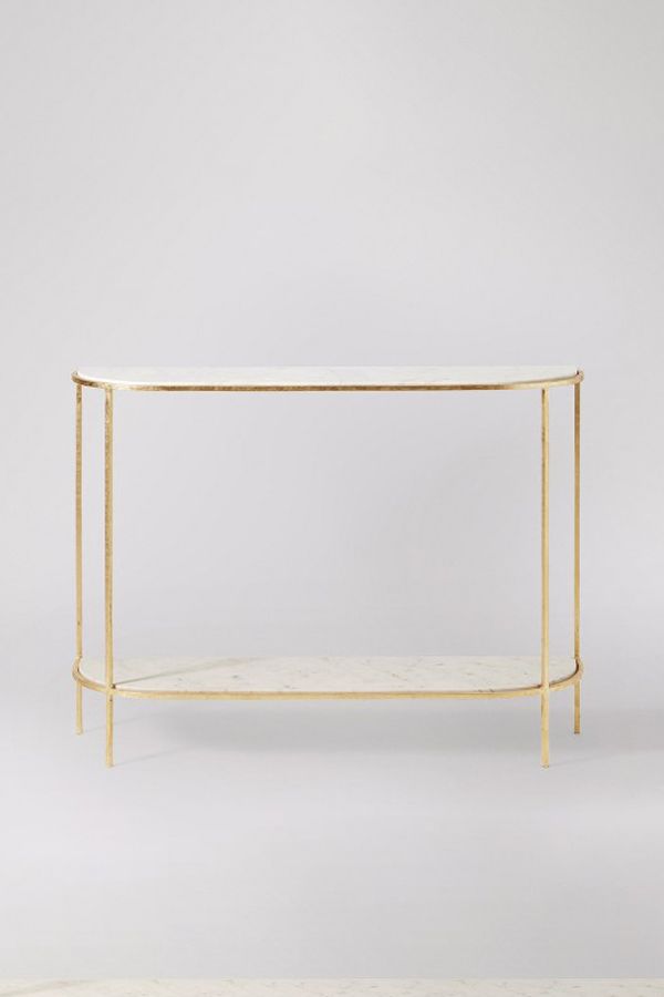 Sienna White&gold Leaf Marble Console Table – Lexiang In White Marble Gold Metal Console Tables (Photo 14 of 20)