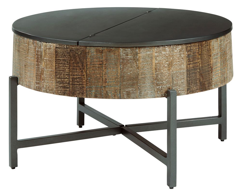 Signature Design Nashbryn Gray/brown Wood Coffee Table Intended For Smoke Gray Wood Square Console Tables (View 17 of 20)