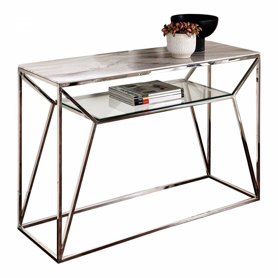 Silver Marble Glass Console Table – Brandalley With Silver And Acrylic Console Tables (Photo 17 of 20)