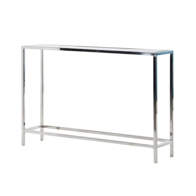 Silver Metal & Glass Console Table – Melody Maison® Intended For Silver Stainless Steel Console Tables (Photo 20 of 20)