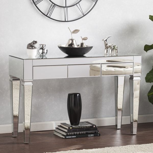 Silver Orchid Olivia Contemporary Mirrored Console Table Throughout Mirrored And Chrome Modern Console Tables (View 14 of 20)