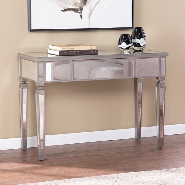 Silver Orchid Wacasey Glam Mirror Console Table In Silver Mirror And Chrome Console Tables (View 3 of 20)