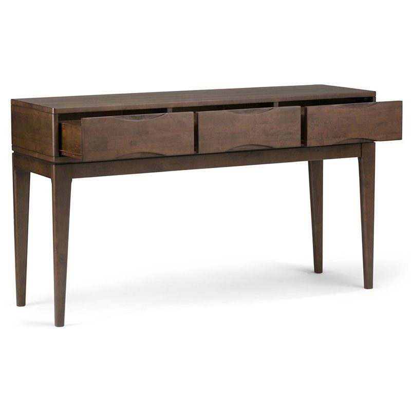 Simpli Home Harper Console Table In Walnut Brown – 3axchrp 03 Inside Brown Console Tables (Photo 8 of 20)
