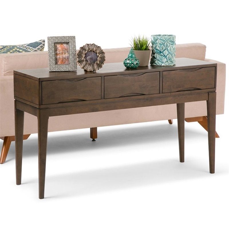 Simpli Home Harper Console Table In Walnut Brown – 3axchrp 03 With Brown Console Tables (Photo 1 of 20)