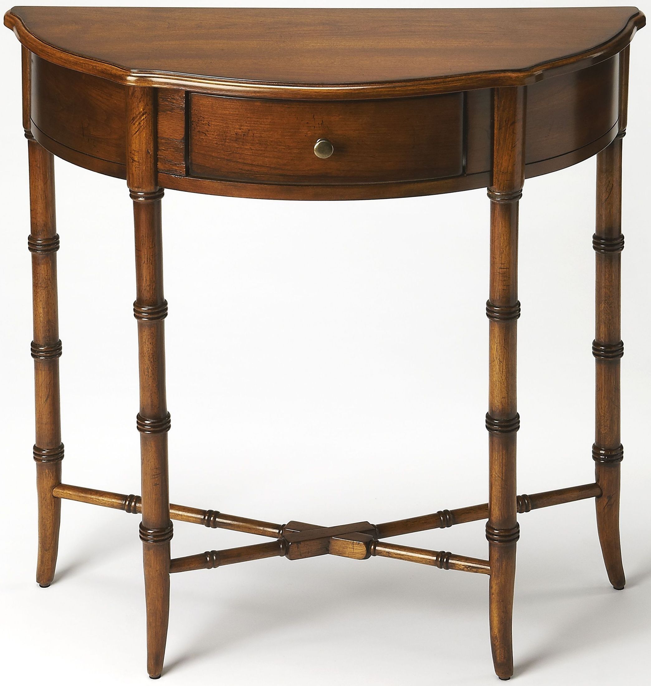 Skilling Antique Cherry Demilune Console Table From Butler With Antique Console Tables (Photo 1 of 20)
