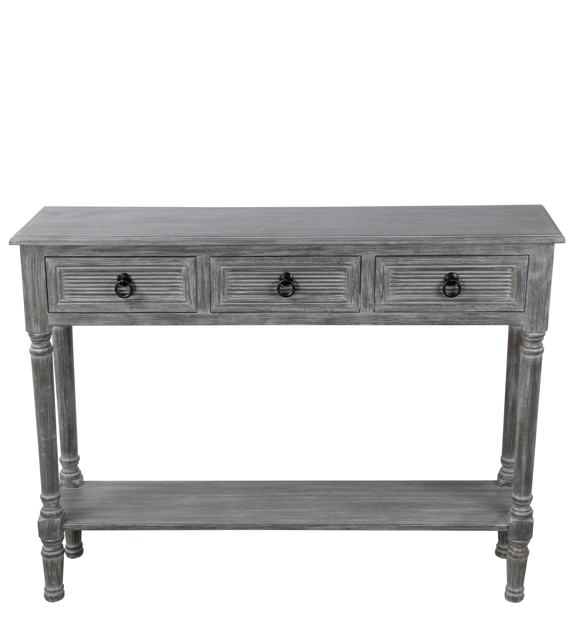 Slate Grey 3 Drawer Console Table – Walmart – Walmart For Gray Wood Veneer Console Tables (View 15 of 20)
