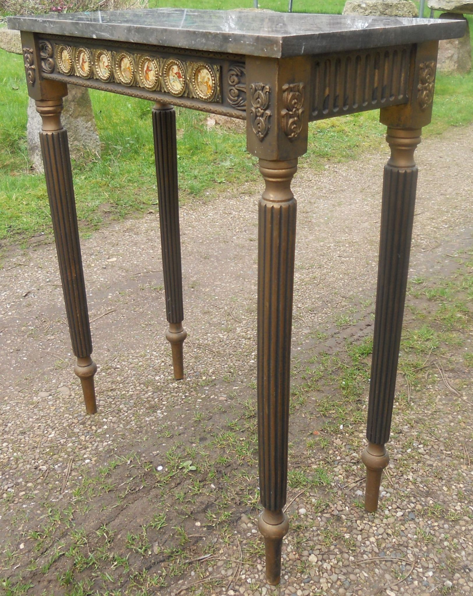 Small Marble Top Gilt Console Table Regarding Marble Console Tables (Photo 10 of 20)