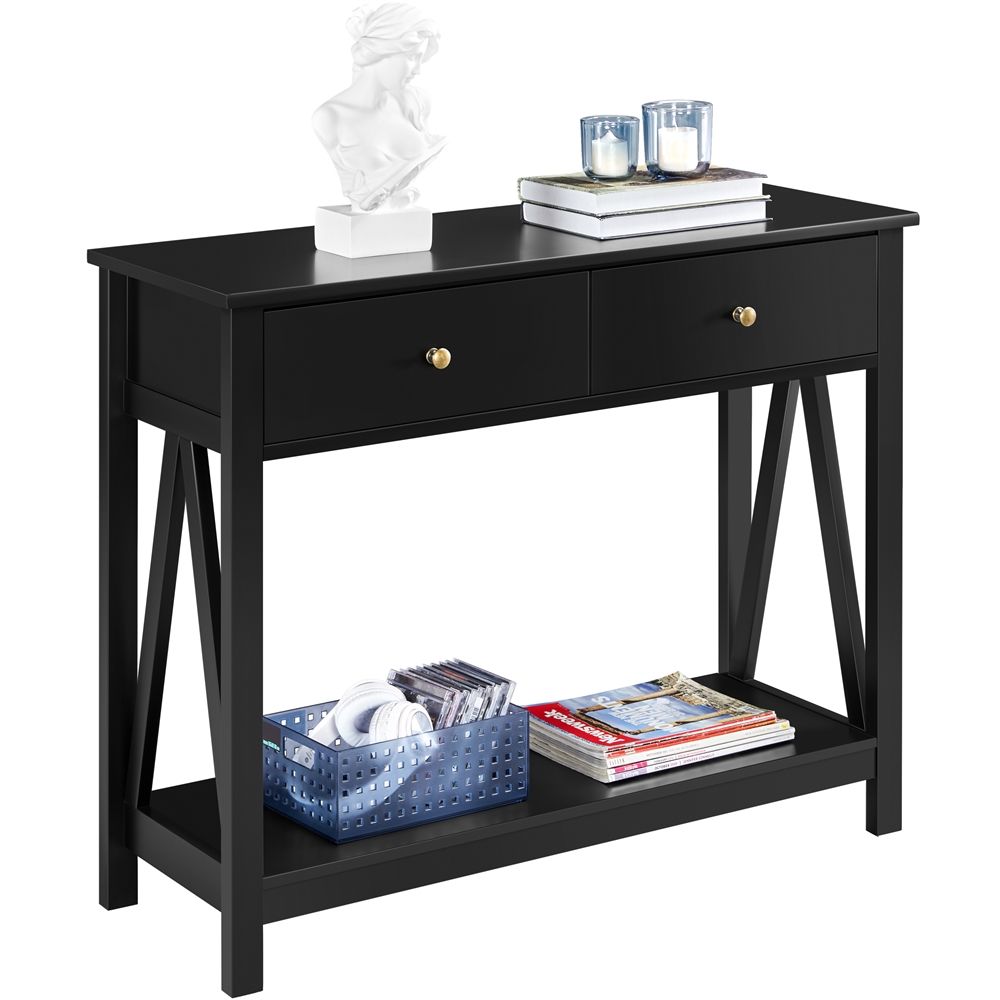 Smilemart Wooden Console Table Modern Entryway Table With In Black Wood Storage Console Tables (Photo 12 of 20)