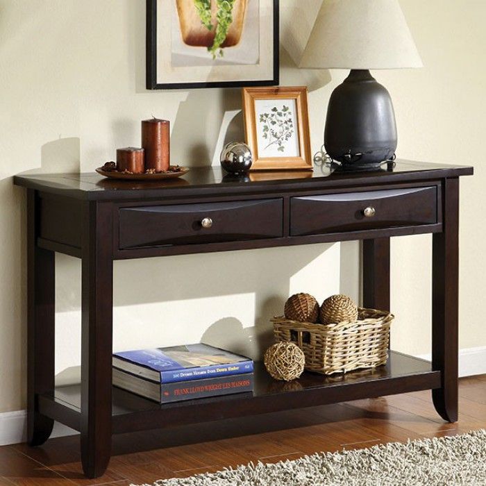 Sofa Table With Open Bottom Shelf, Espresso – Walmart Intended For 3 Piece Shelf Console Tables (View 13 of 20)