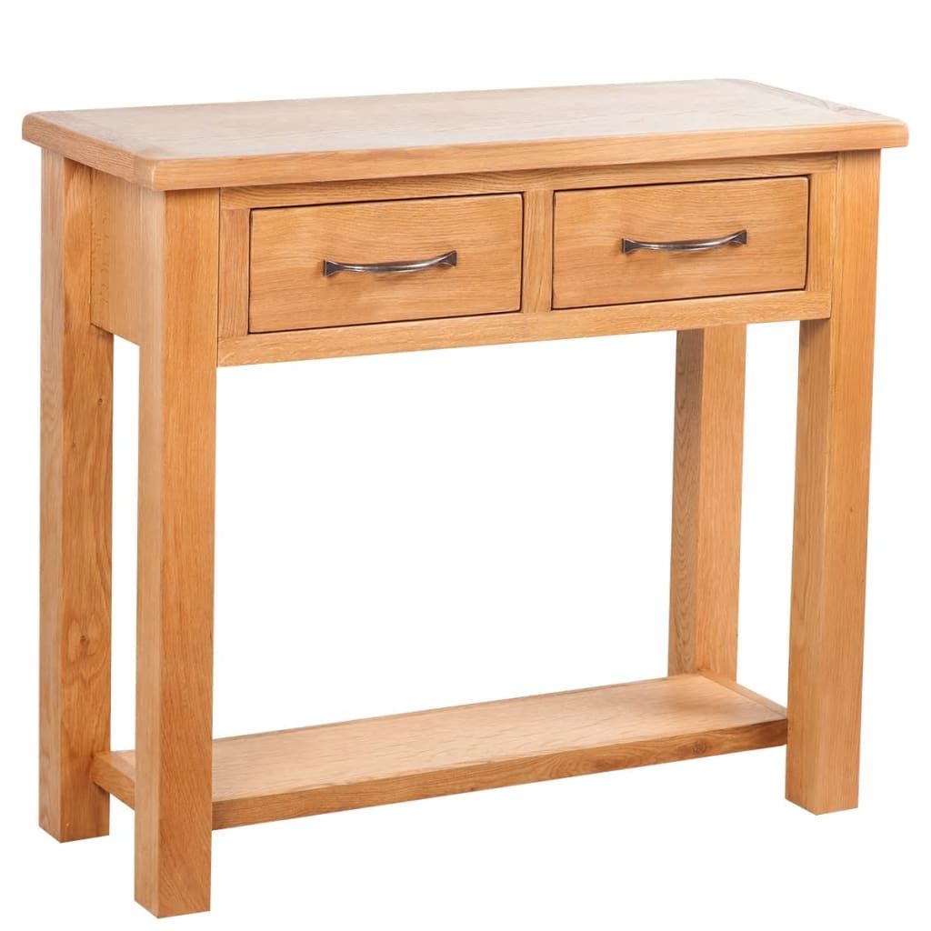 Solid Oak Console Table 1/2/3 Drawer Shelf Storage Wood Regarding Open Storage Console Tables (View 18 of 20)