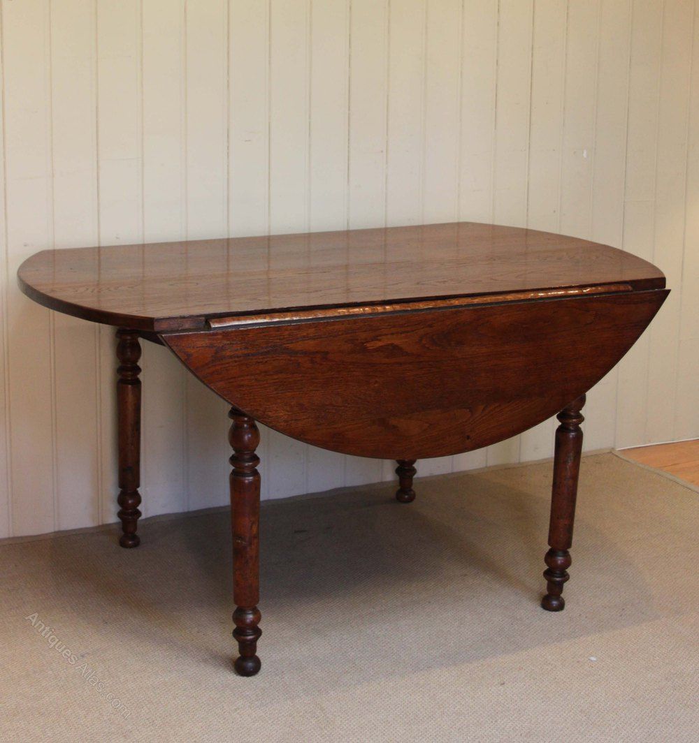 Solid Oak Drop Leaf Round Table – Antiques Atlas With Leaf Round Console Tables (View 2 of 20)