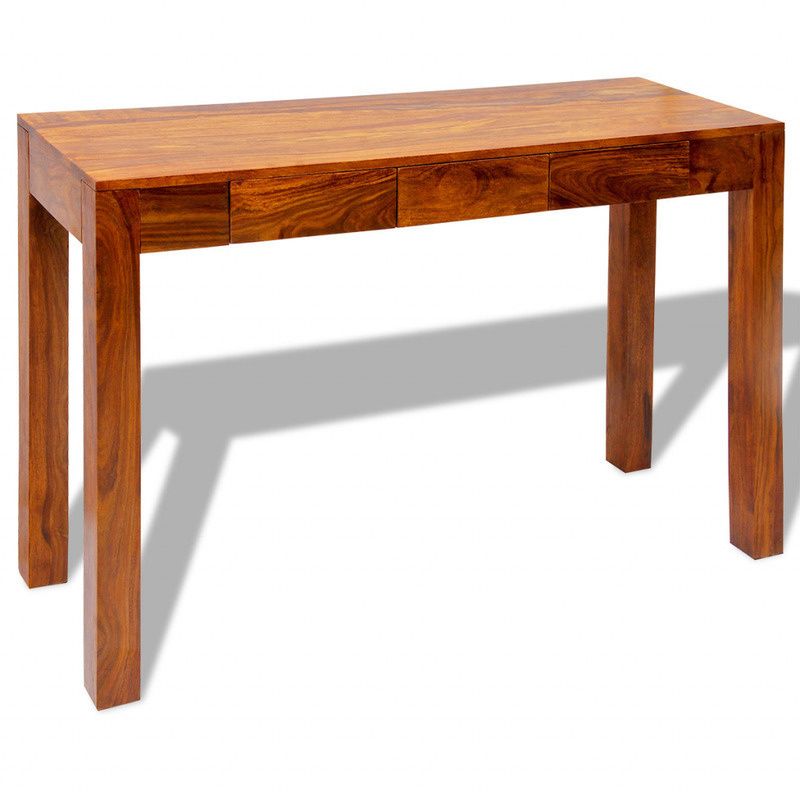 Solid Sheesham Wood Console Table W 3 Drawers Brown | Buy With Regard To Brown Wood Console Tables (Photo 11 of 20)