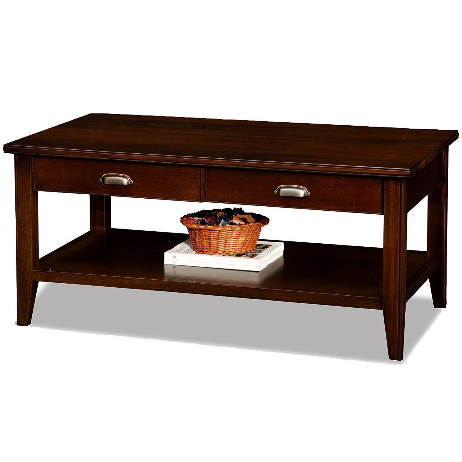 Solid Wood Coffee Table With Storage – Home Furniture Design With Espresso Wood Storage Console Tables (View 4 of 20)
