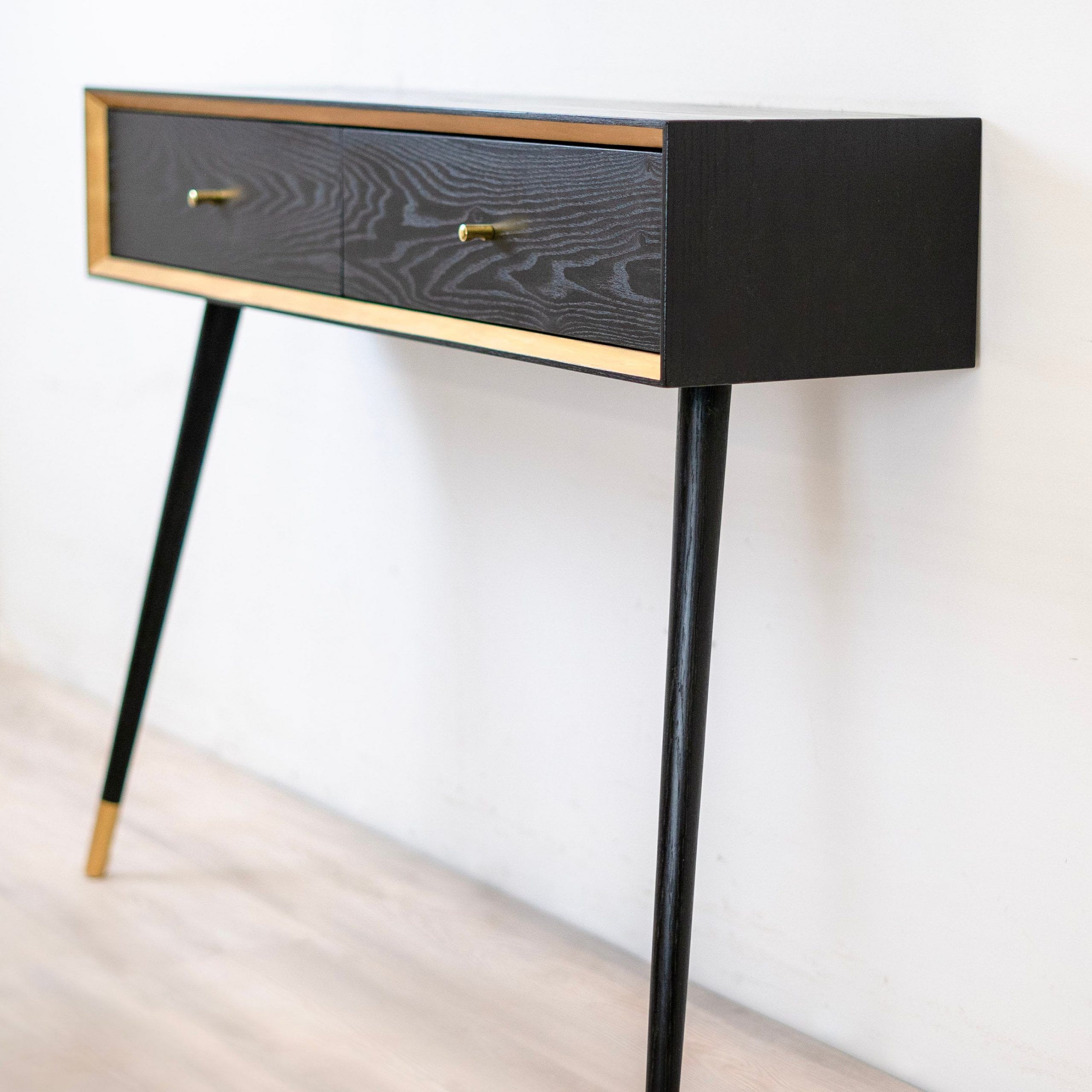 Solid Wood Console Table, Entryway Mcm Black And Gold Throughout Black And Gold Console Tables (Photo 1 of 20)
